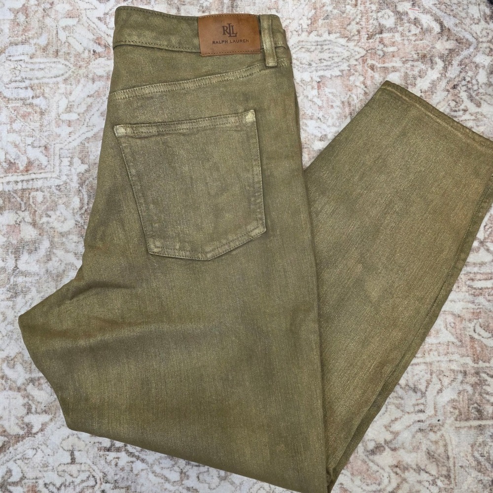 Lauren‎ ralph lauren NWOT sz 16 gold shimmer jeans straight leg